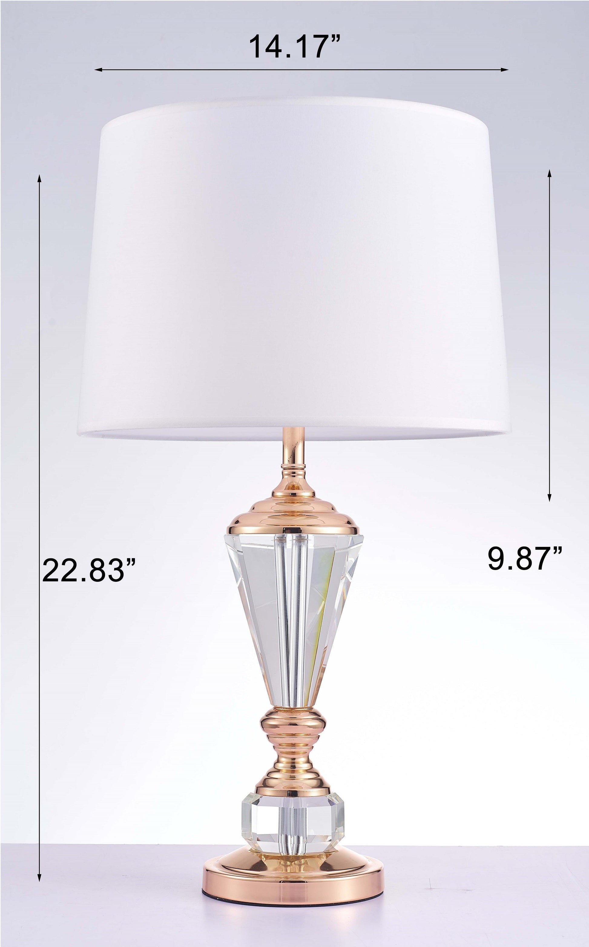 Pasargad Home Luxus 14" White Metal & Crystal Table Lamp