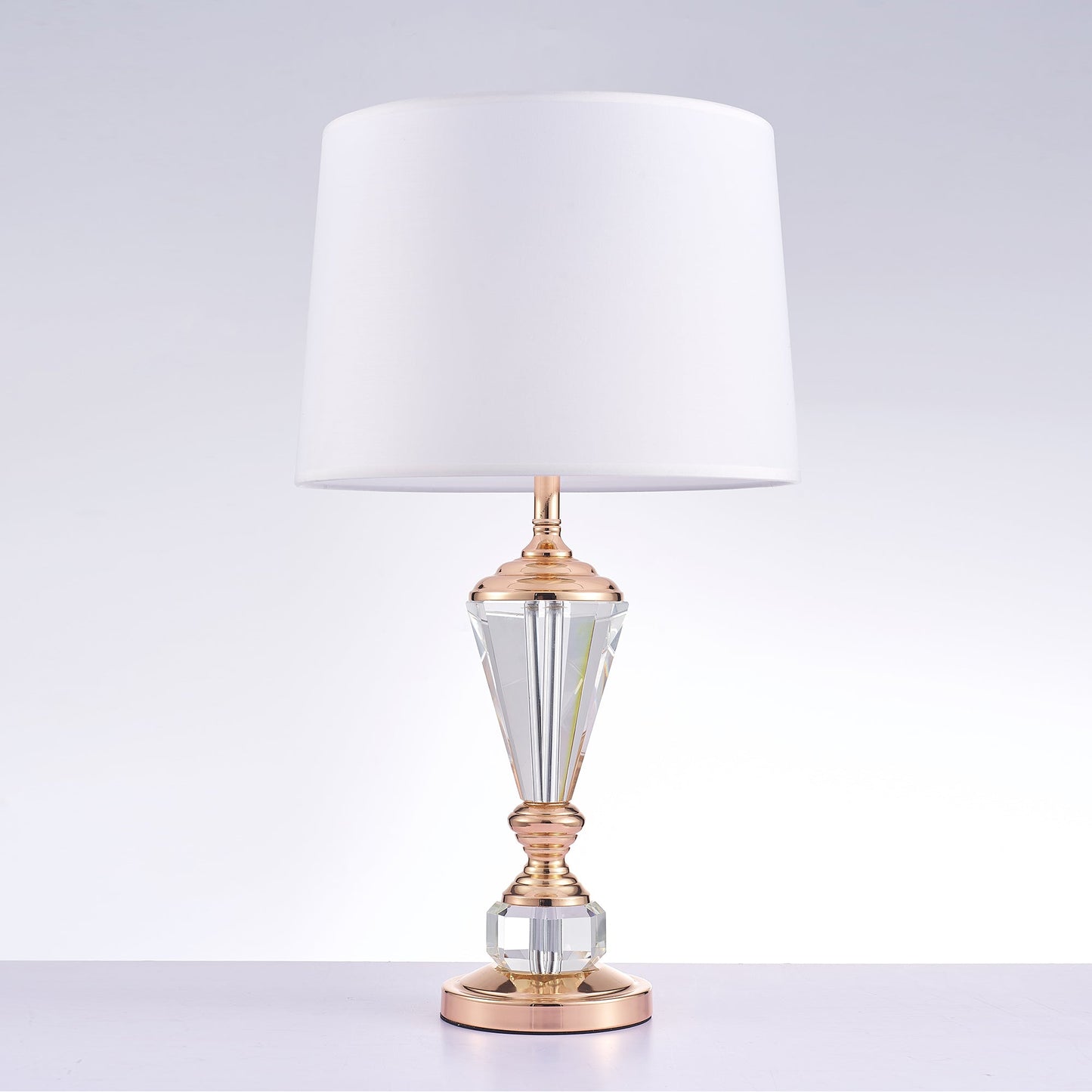 Pasargad Home Luxus 14" White Metal & Crystal Table Lamp