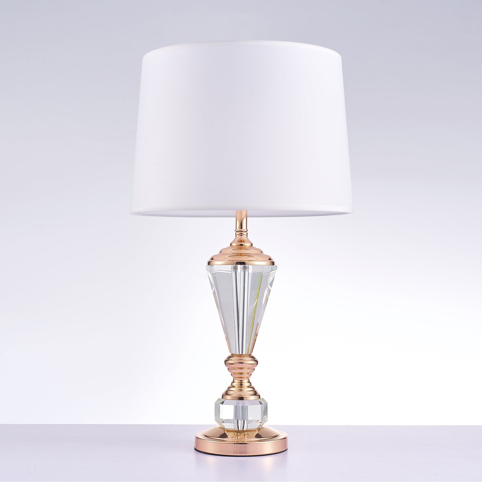 Pasargad Home Luxus 14" White Metal & Crystal Table Lamp