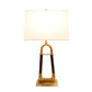 Pasargad Home Majestic 16" Modern White & Gold Metal Table Lamp