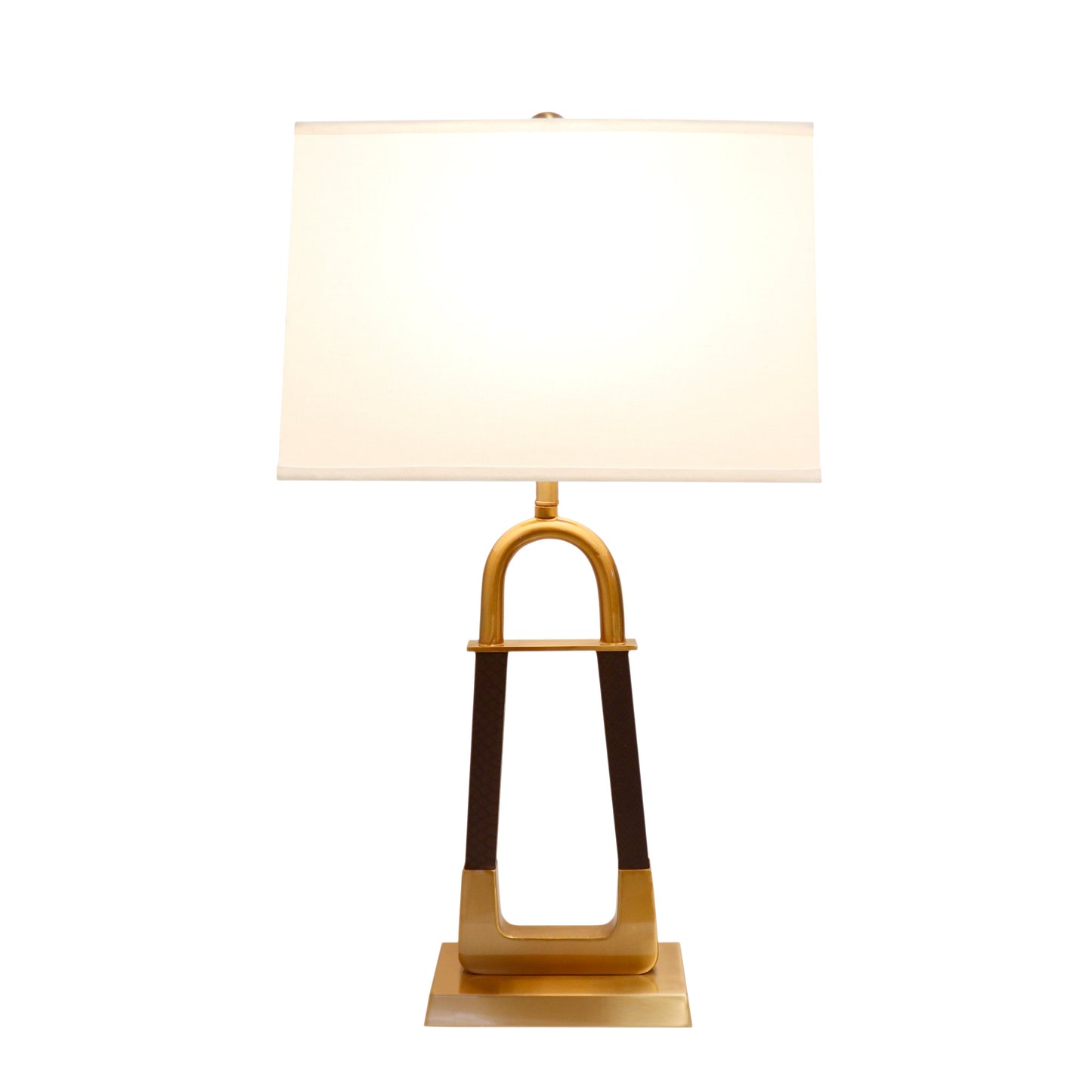 Pasargad Home Majestic 16" Modern White & Gold Metal Table Lamp