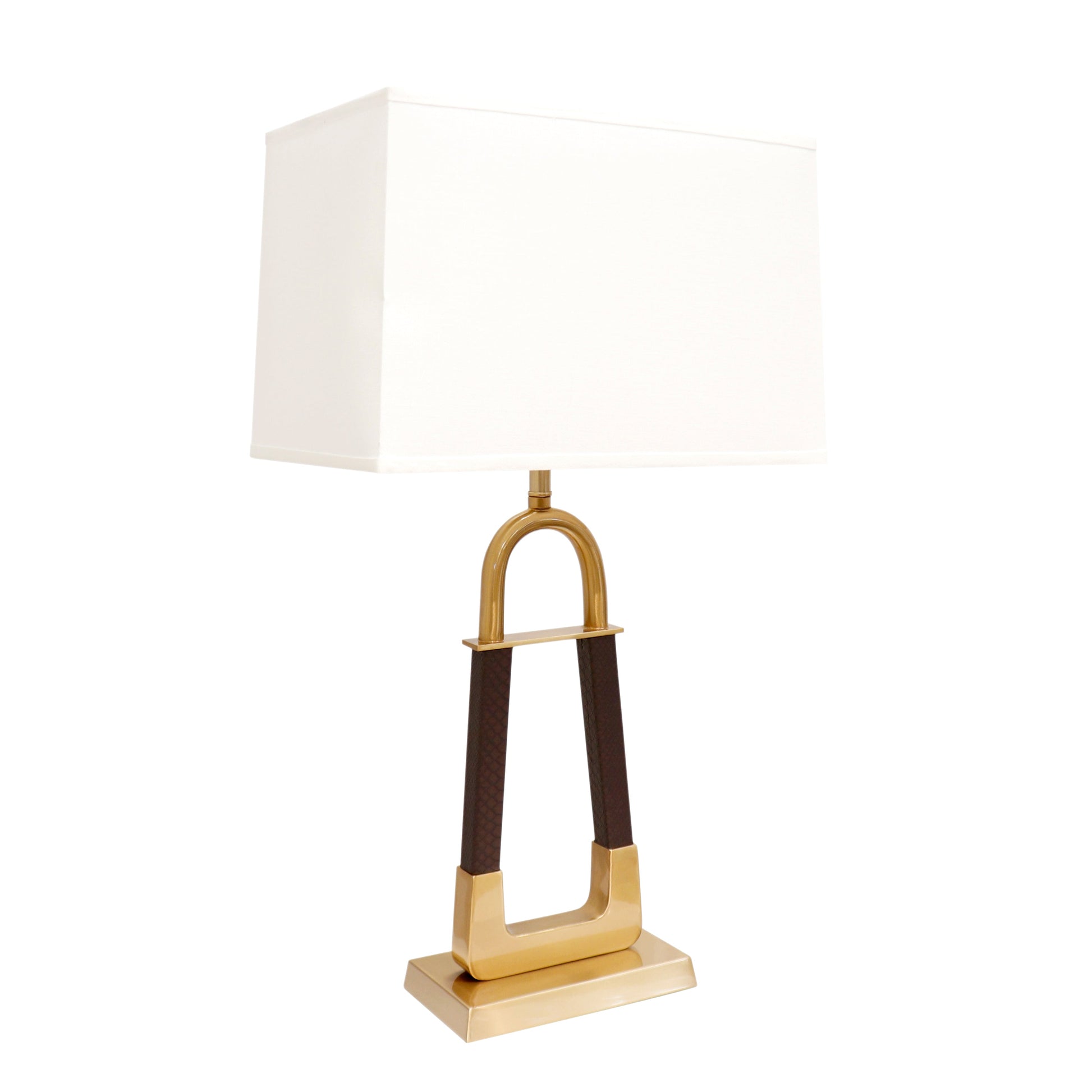 Pasargad Home Majestic 16" Modern White & Gold Metal Table Lamp
