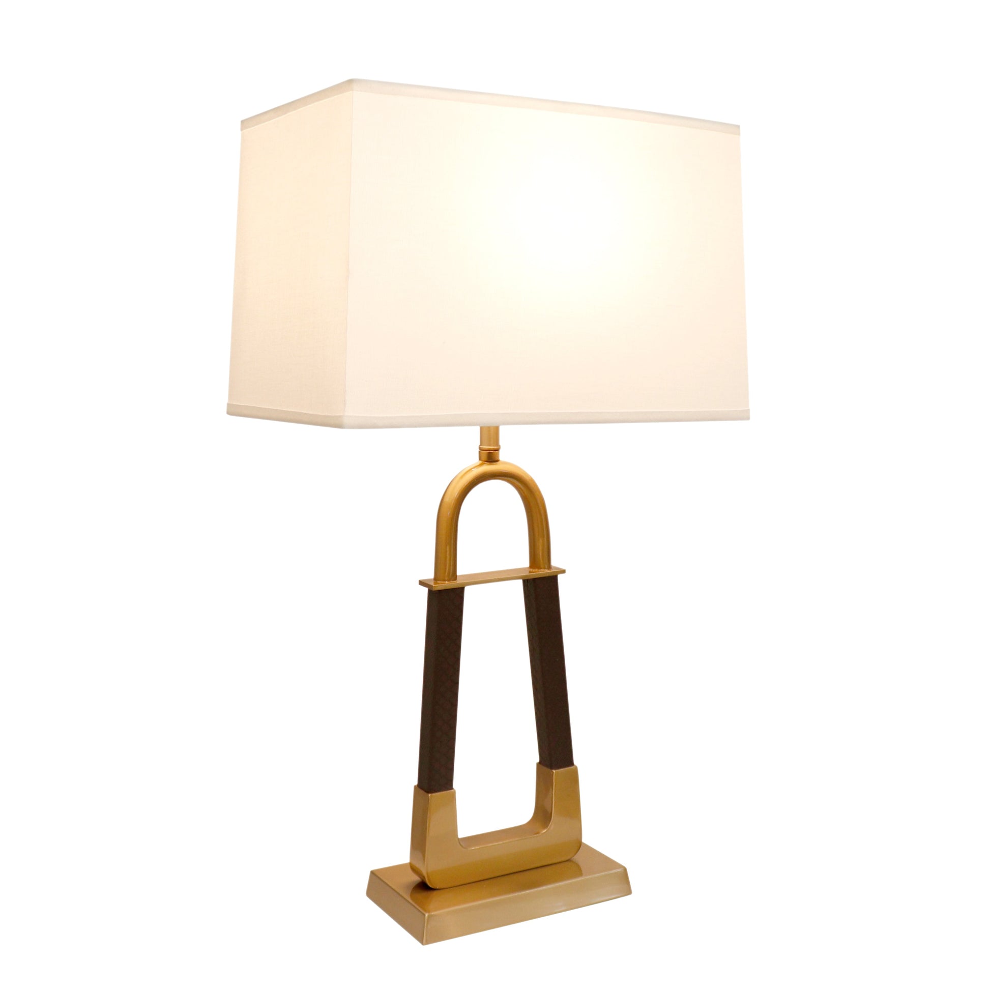 Pasargad Home Majestic 16" Modern White & Gold Metal Table Lamp