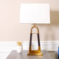 Pasargad Home Majestic 16" Modern White & Gold Metal Table Lamp