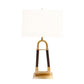 Pasargad Home Majestic 16" Modern White & Gold Metal Table Lamp