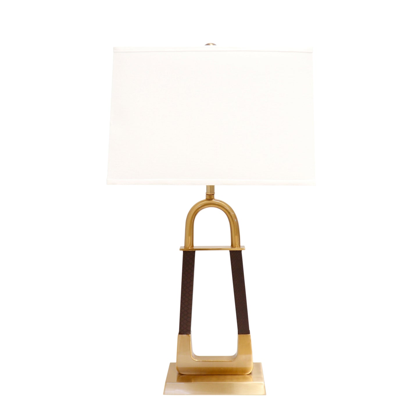 Pasargad Home Majestic 16" Modern White & Gold Metal Table Lamp