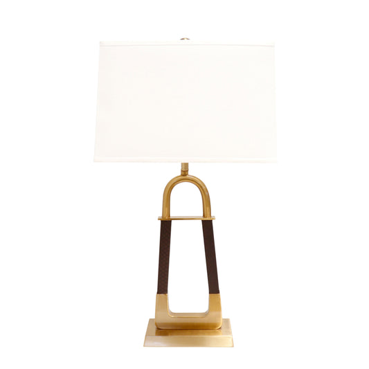 Pasargad Home Majestic 16" Modern White & Gold Metal Table Lamp