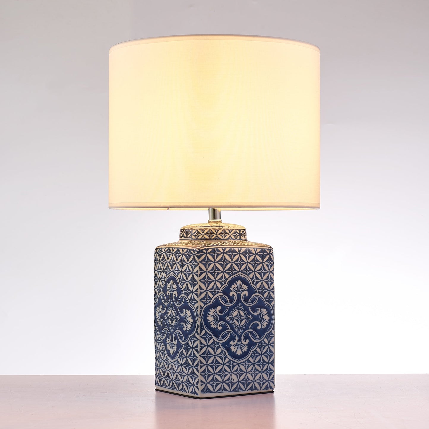 Pasargad Home Margaret 11" White & Blue Ceramic Table Lamp