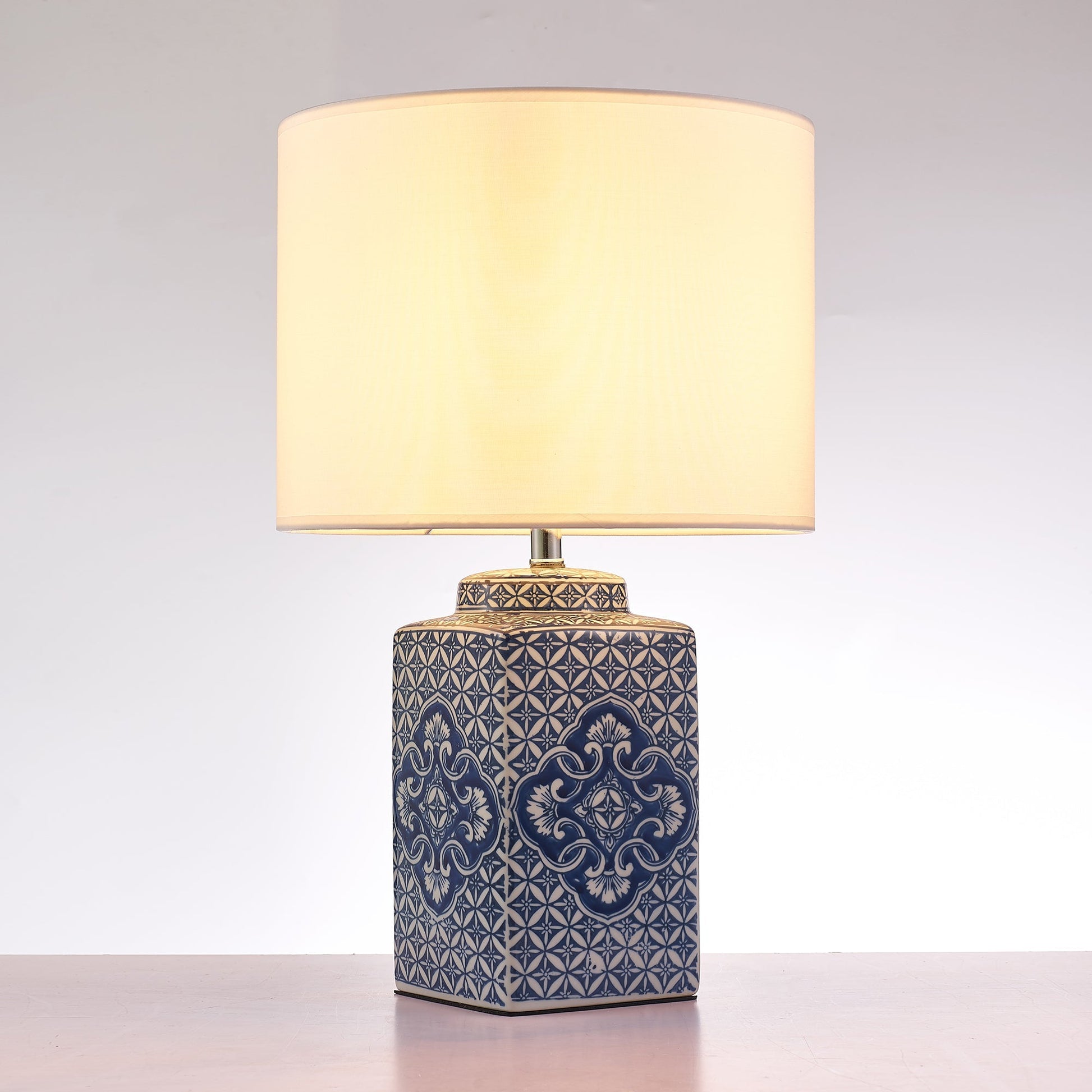 Pasargad Home Margaret 11" White & Blue Ceramic Table Lamp
