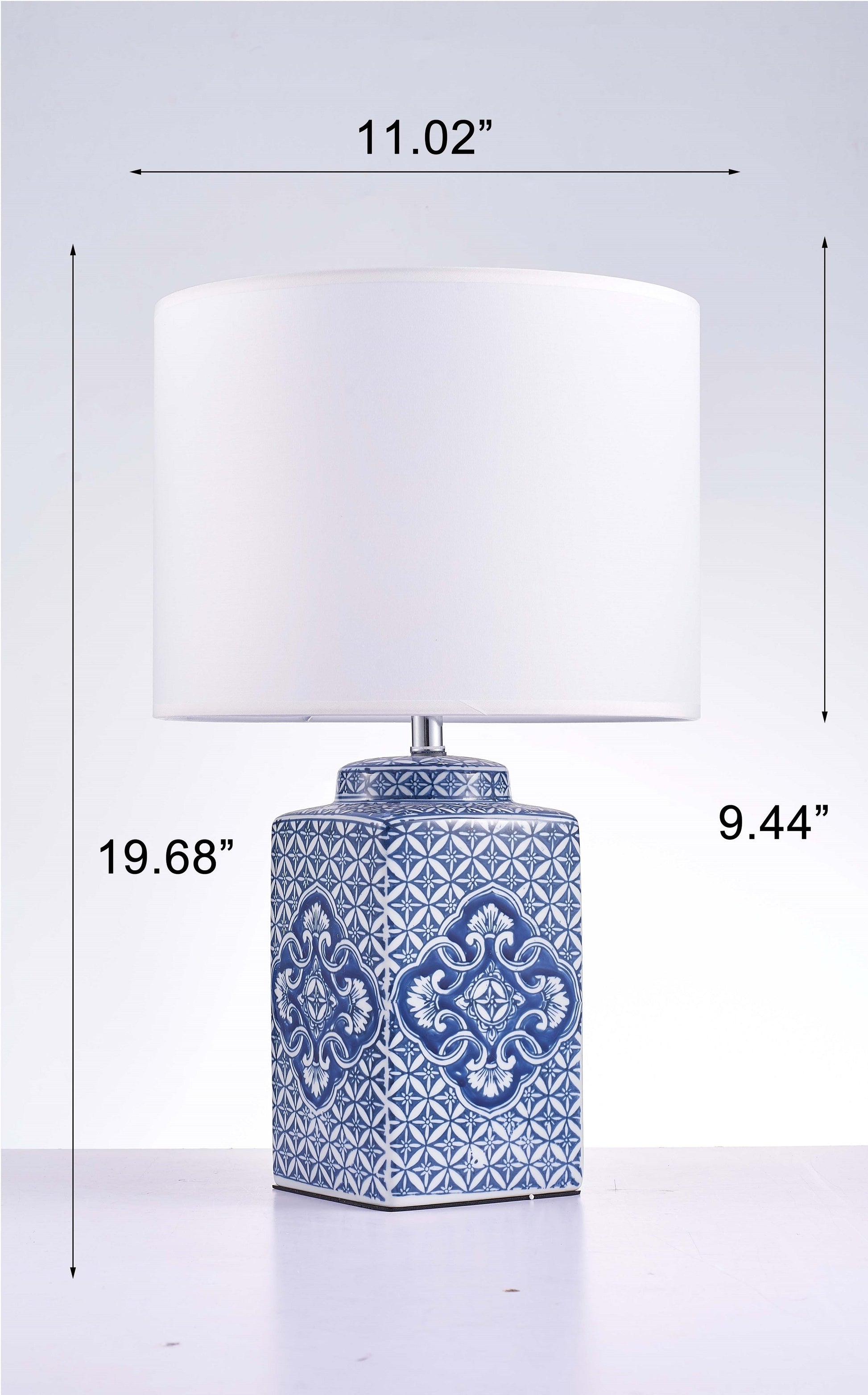 Pasargad Home Margaret 11" White & Blue Ceramic Table Lamp