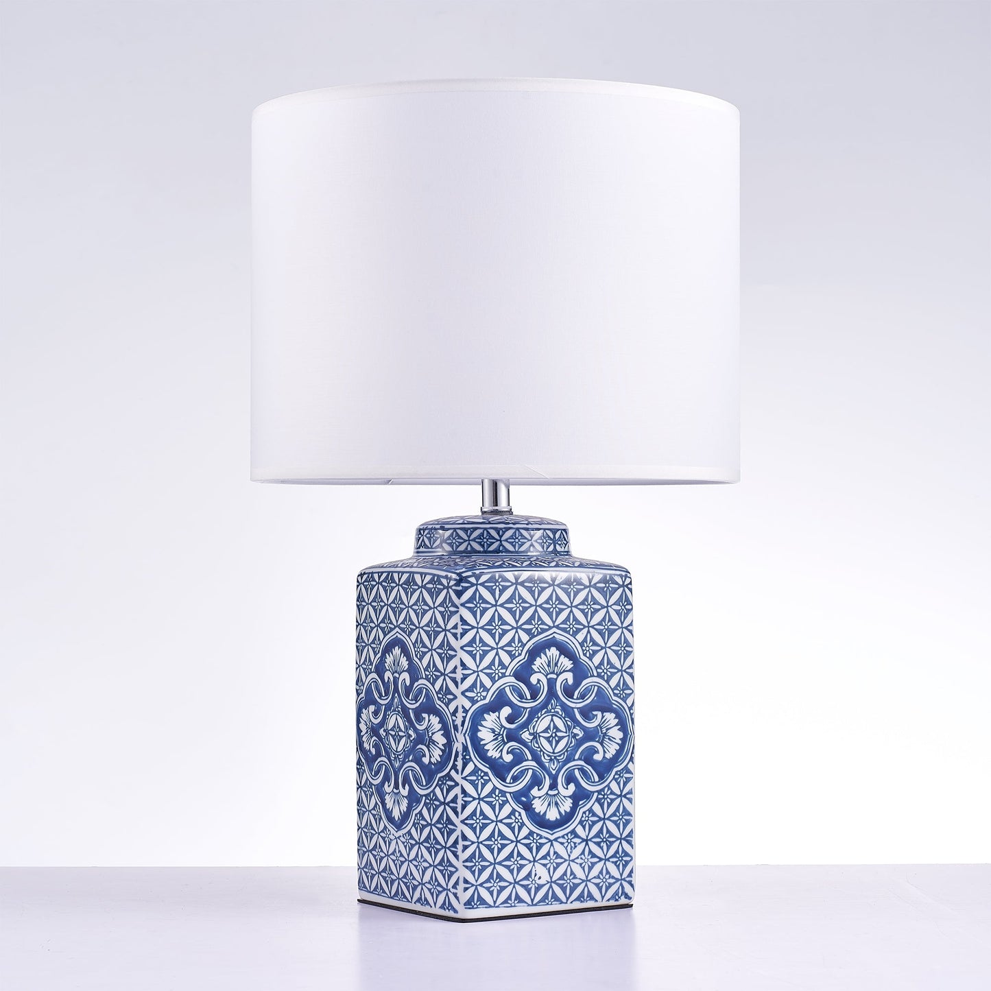 Pasargad Home Margaret 11" White & Blue Ceramic Table Lamp