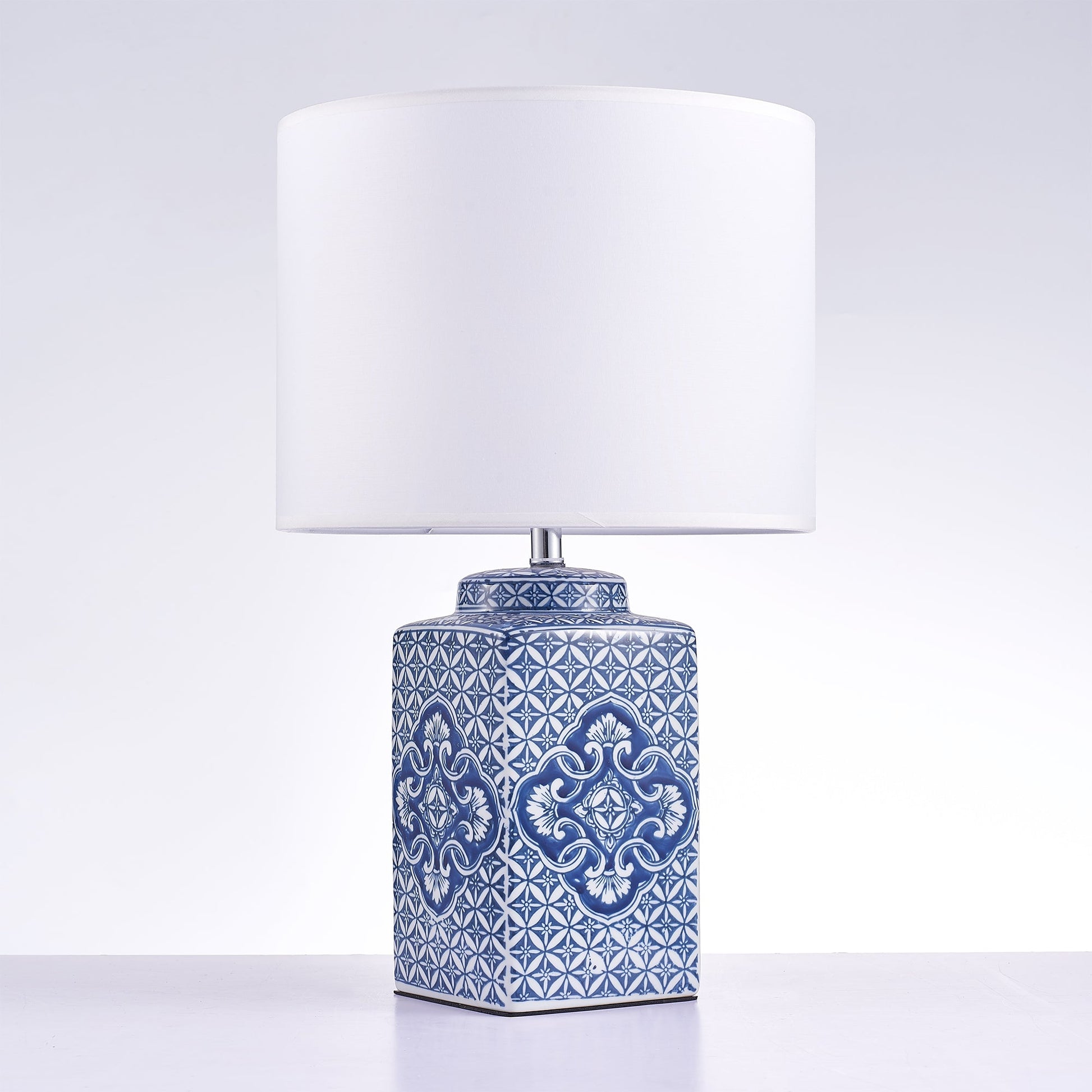 Pasargad Home Margaret 11" White & Blue Ceramic Table Lamp
