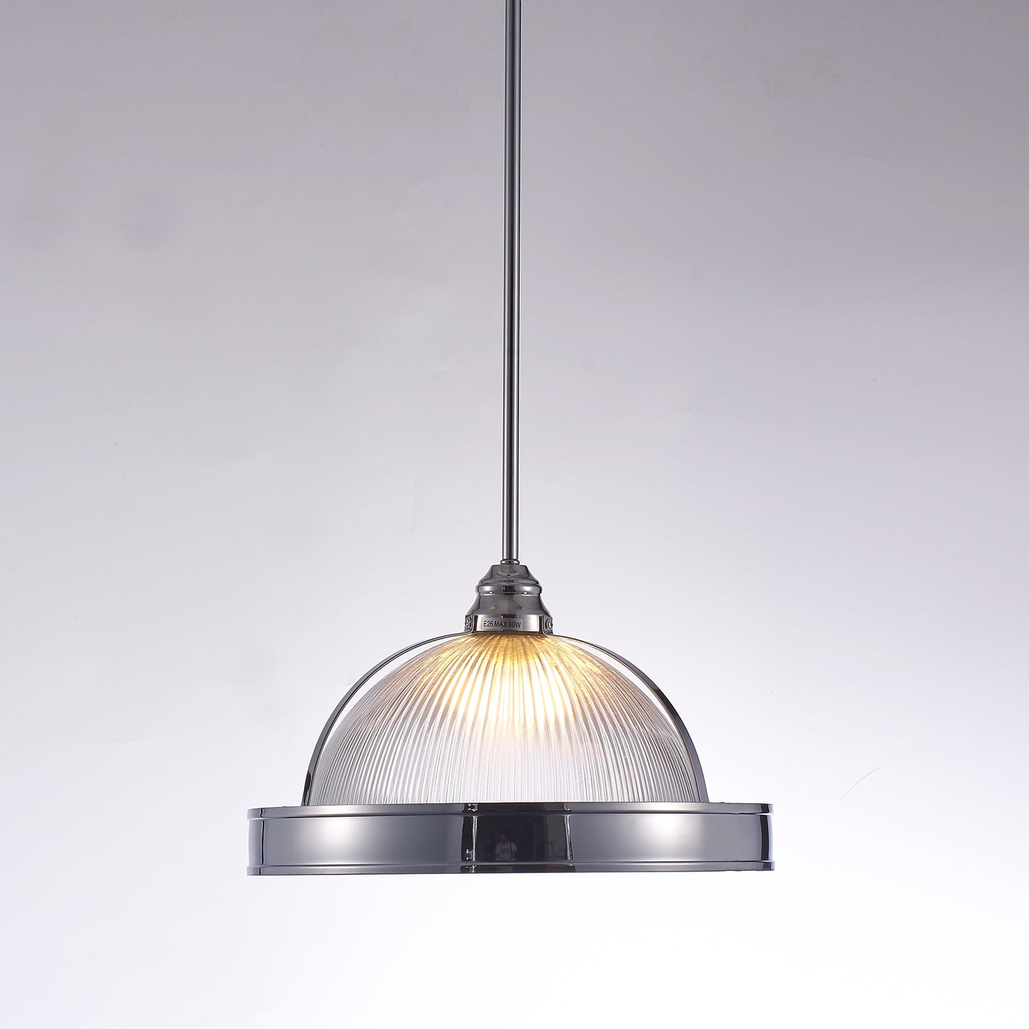 Pasargad Home Natalie 14" Chrome Metal & Glass Pendant Light