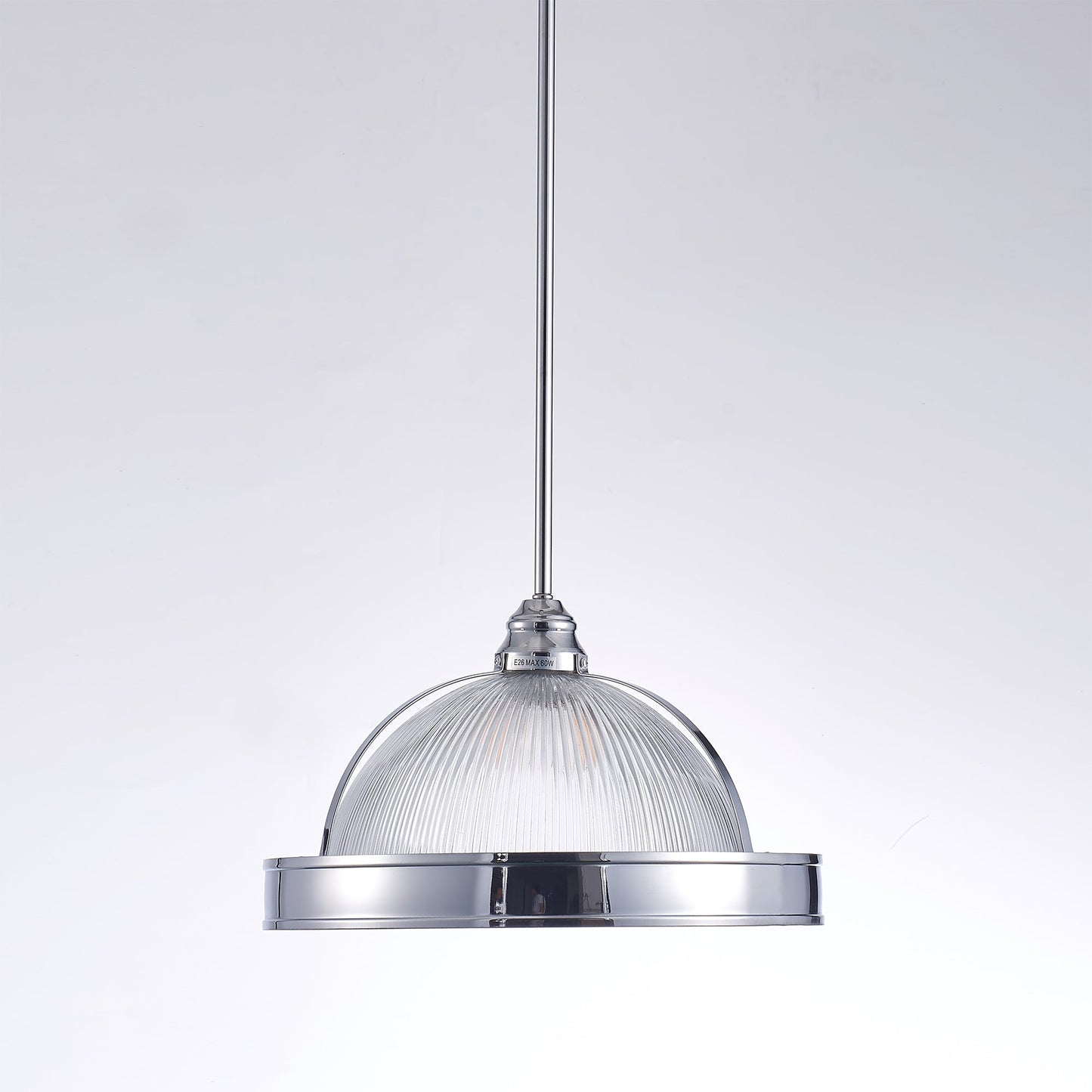 Pasargad Home Natalie 14" Chrome Metal & Glass Pendant Light