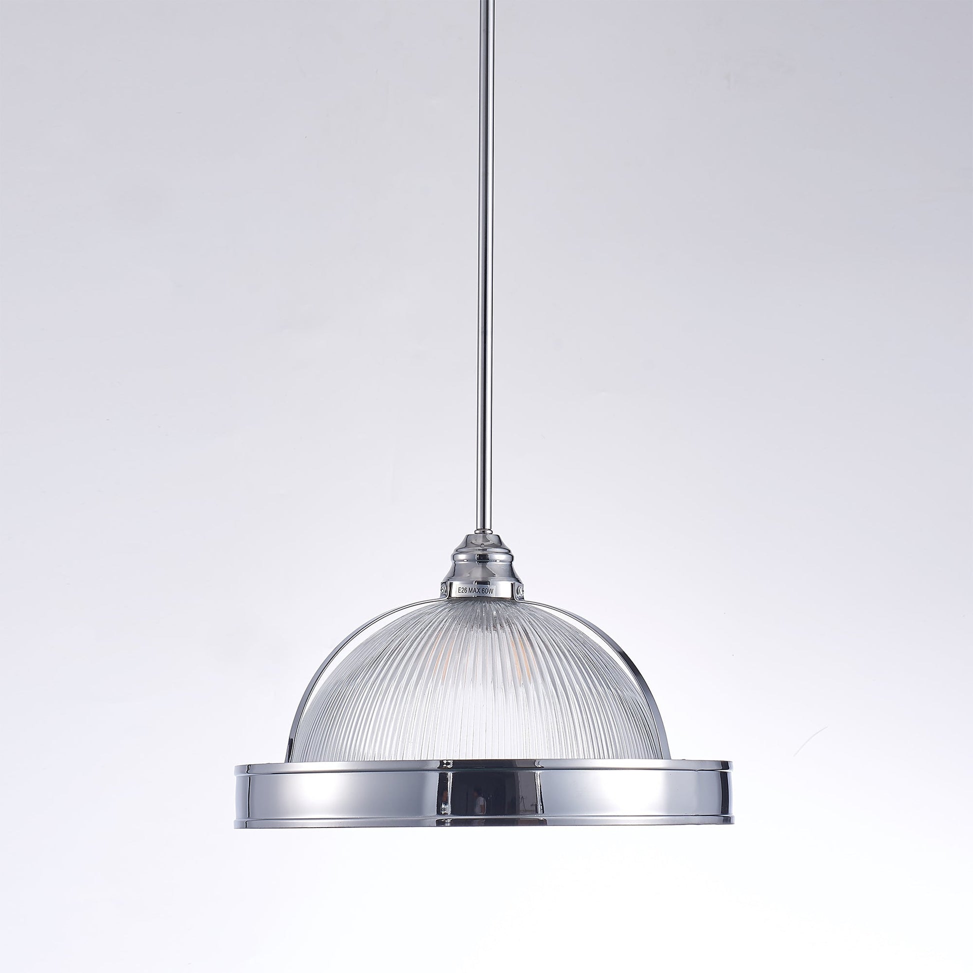 Pasargad Home Natalie 14" Chrome Metal & Glass Pendant Light