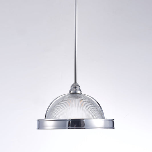 Pasargad Home Natalie 14" Chrome Metal & Glass Pendant Light