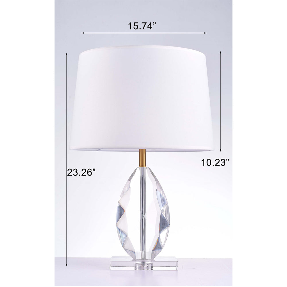 Pasargad Home Regal Lauren 16" x 16" x 23" White Metal and Crystal Table Lamp