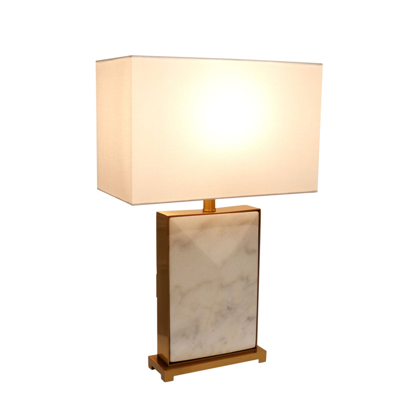 Pasargad Home Reign 16" White Marble & Gold Metal Body Table Lamp