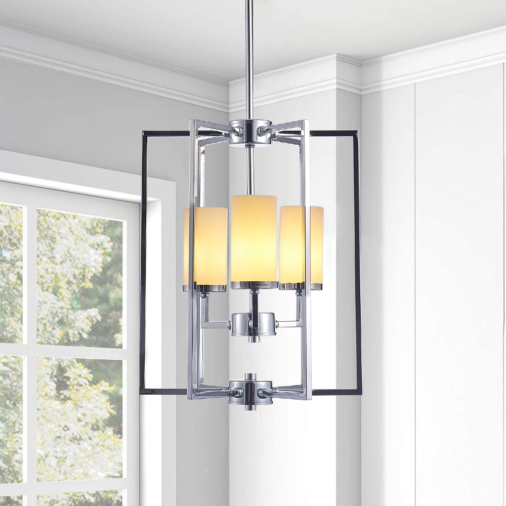 Pasargad Home Riva 13" Chrome & White Glass Chandelier