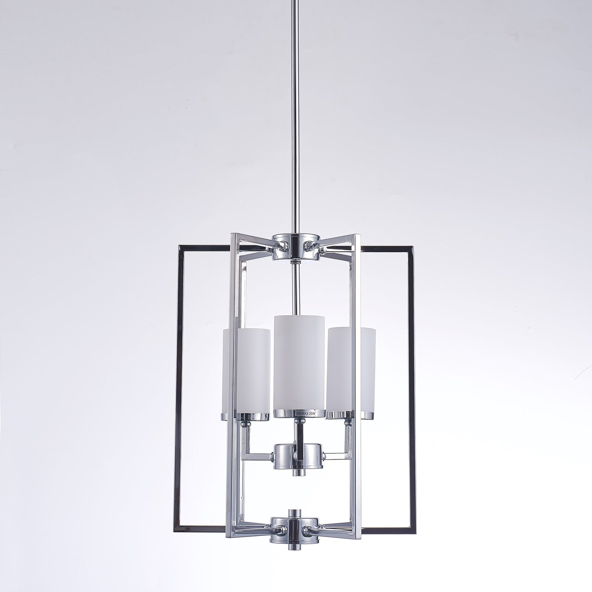 Pasargad Home Riva 13" Chrome & White Glass Chandelier