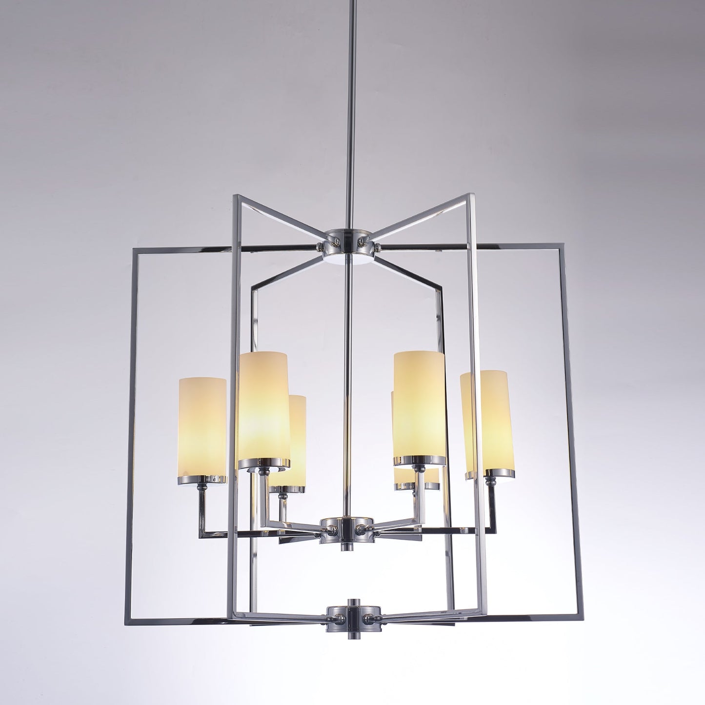 Pasargad Home Riva 28" Chrome & White Glass Chandelier