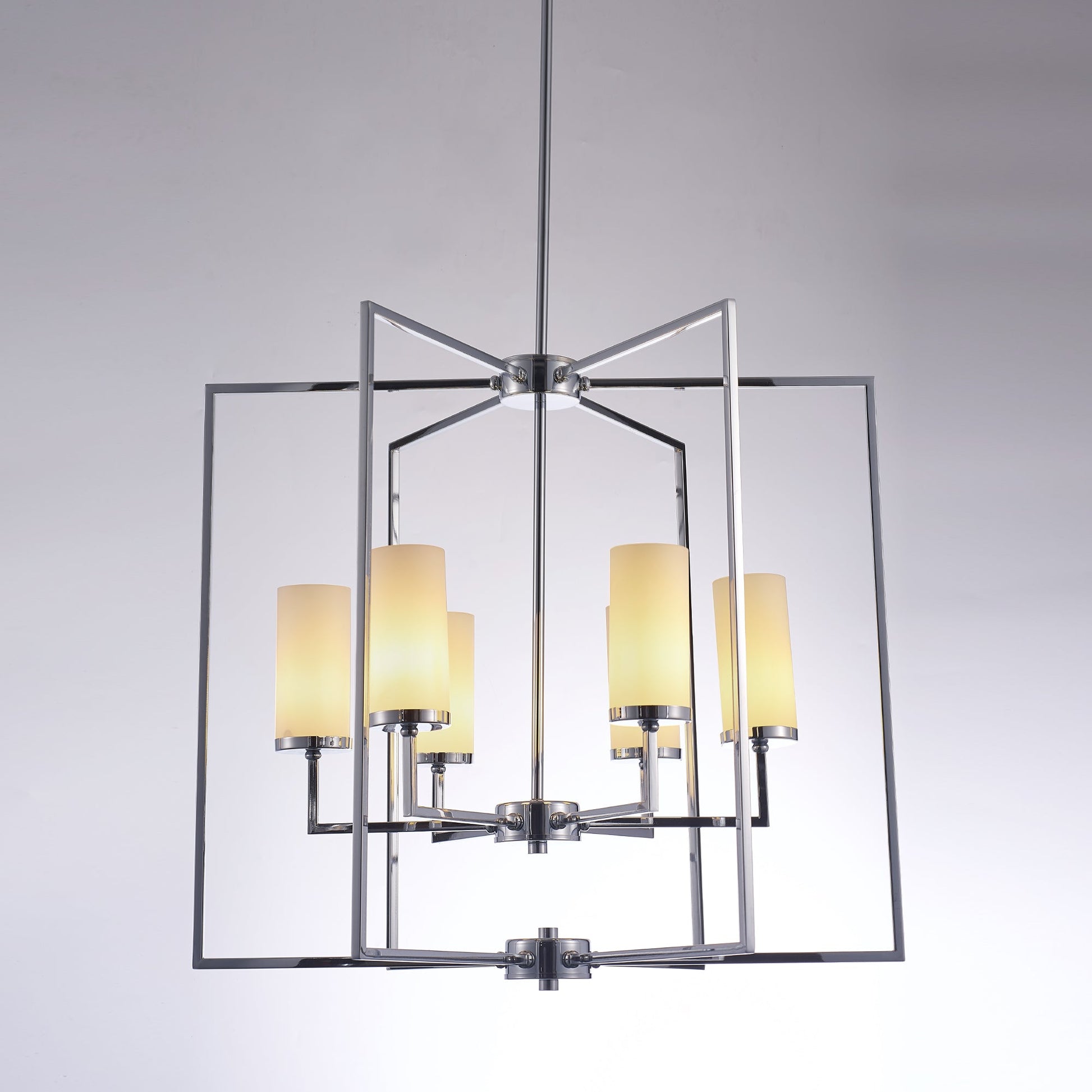 Pasargad Home Riva 28" Chrome & White Glass Chandelier