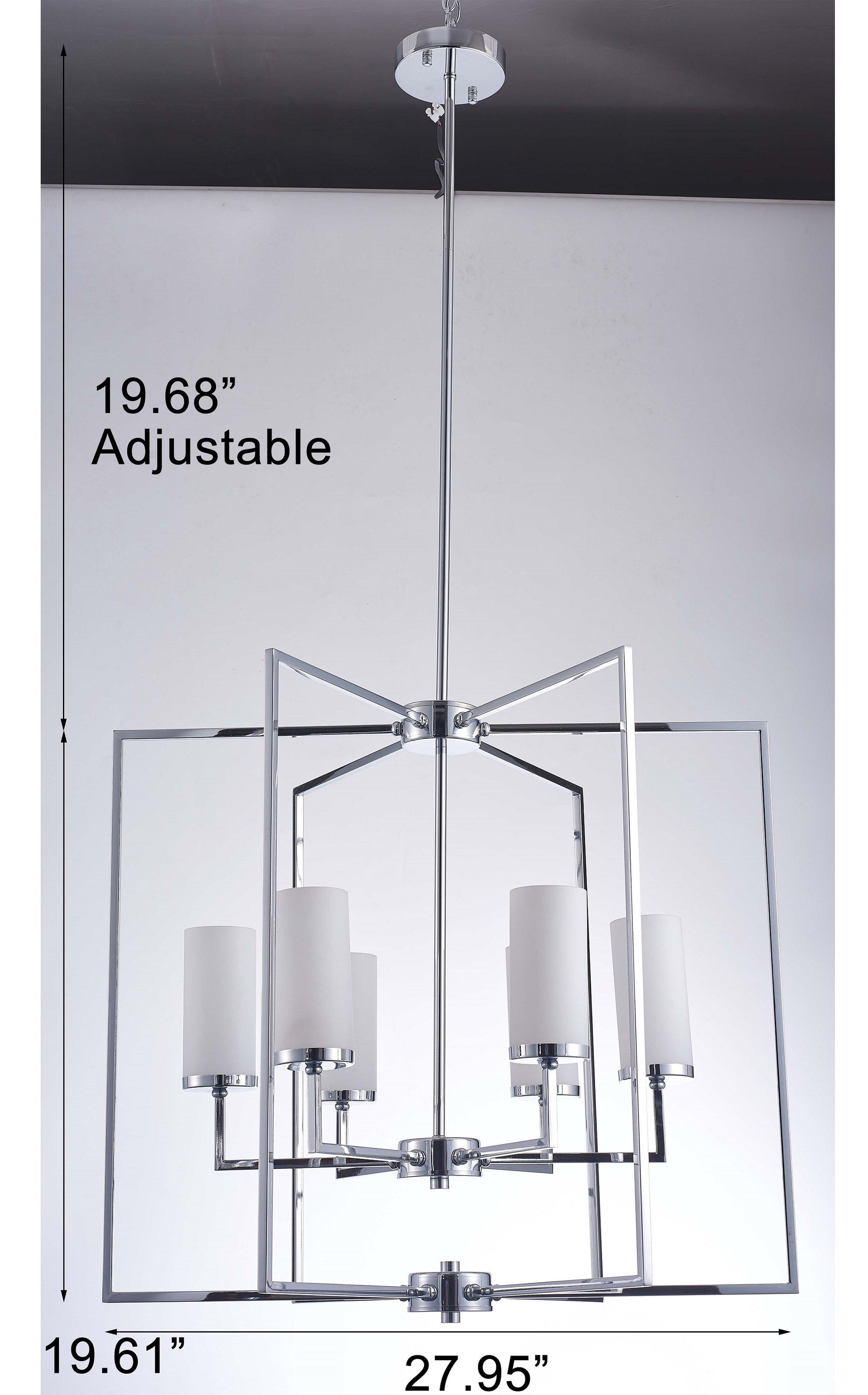 Pasargad Home Riva 28" Chrome & White Glass Chandelier