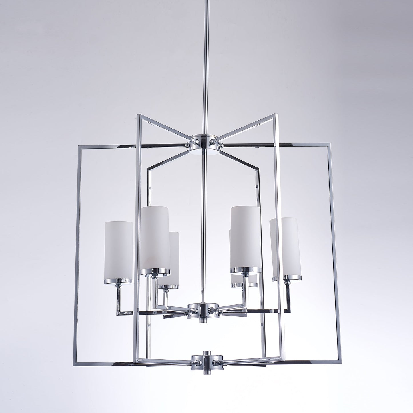 Pasargad Home Riva 28" Chrome & White Glass Chandelier