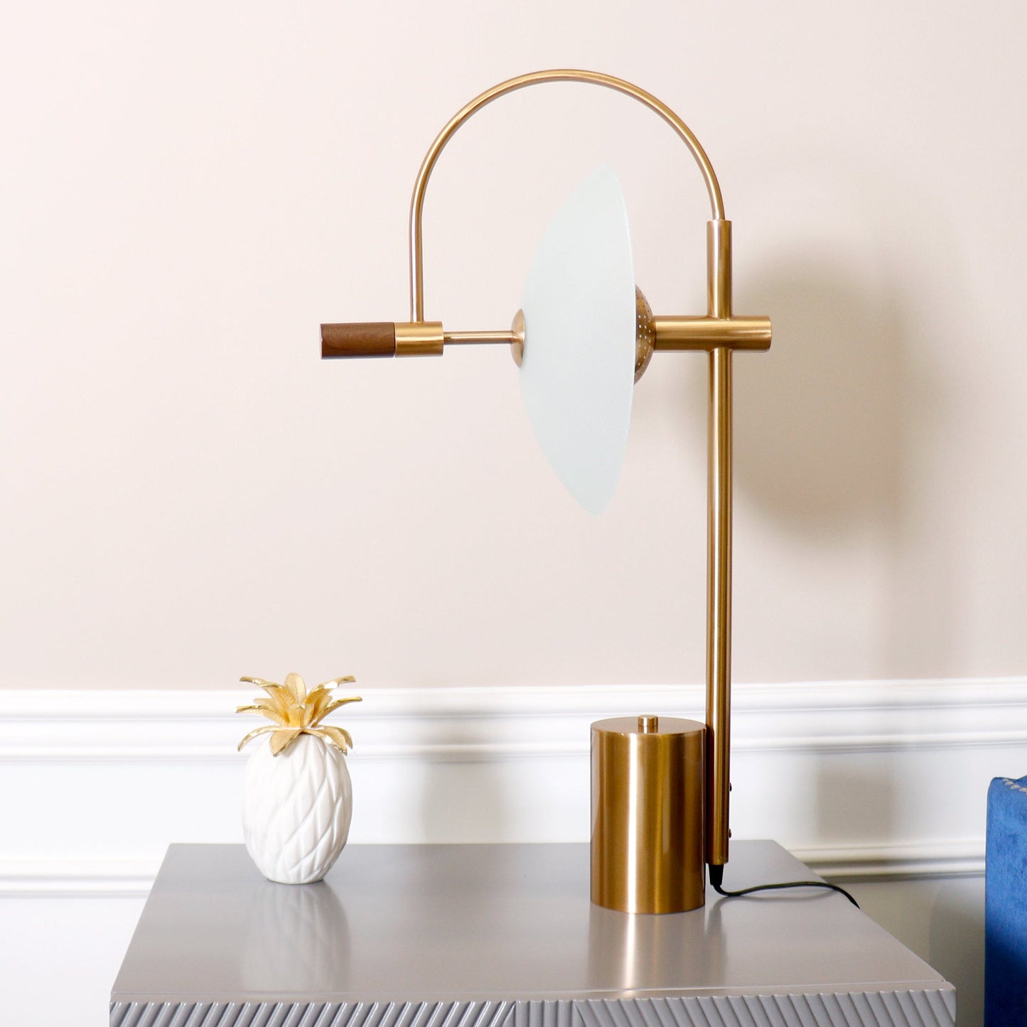 Pasargad Home Scion 17" Modern Round Metal Base Gold Table Lamp