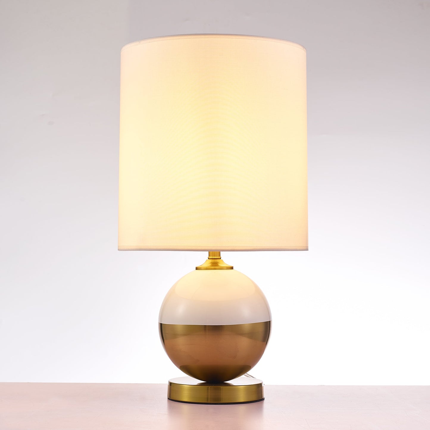Pasargad Home Senato 14" White & Gold Metal Table Lamp