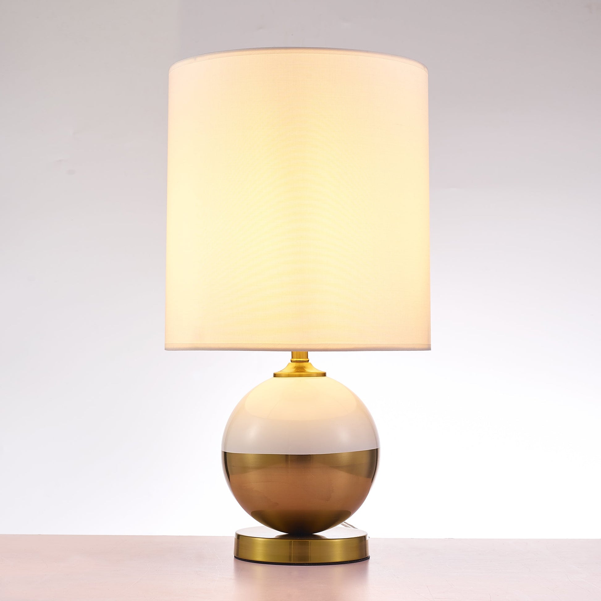 Pasargad Home Senato 14" White & Gold Metal Table Lamp