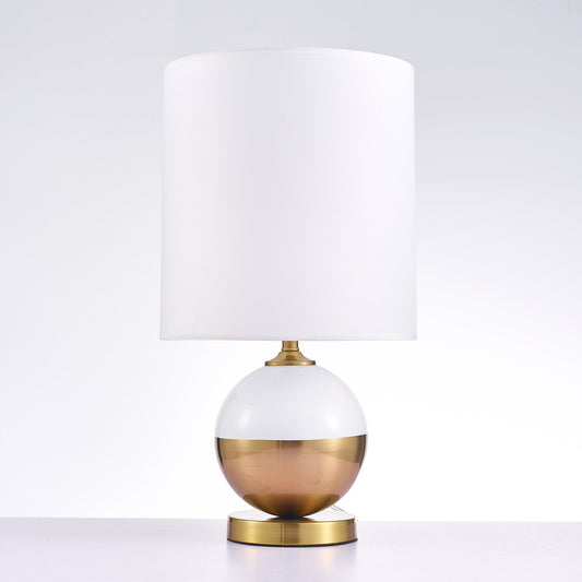 Pasargad Home Senato 14" White & Gold Metal Table Lamp