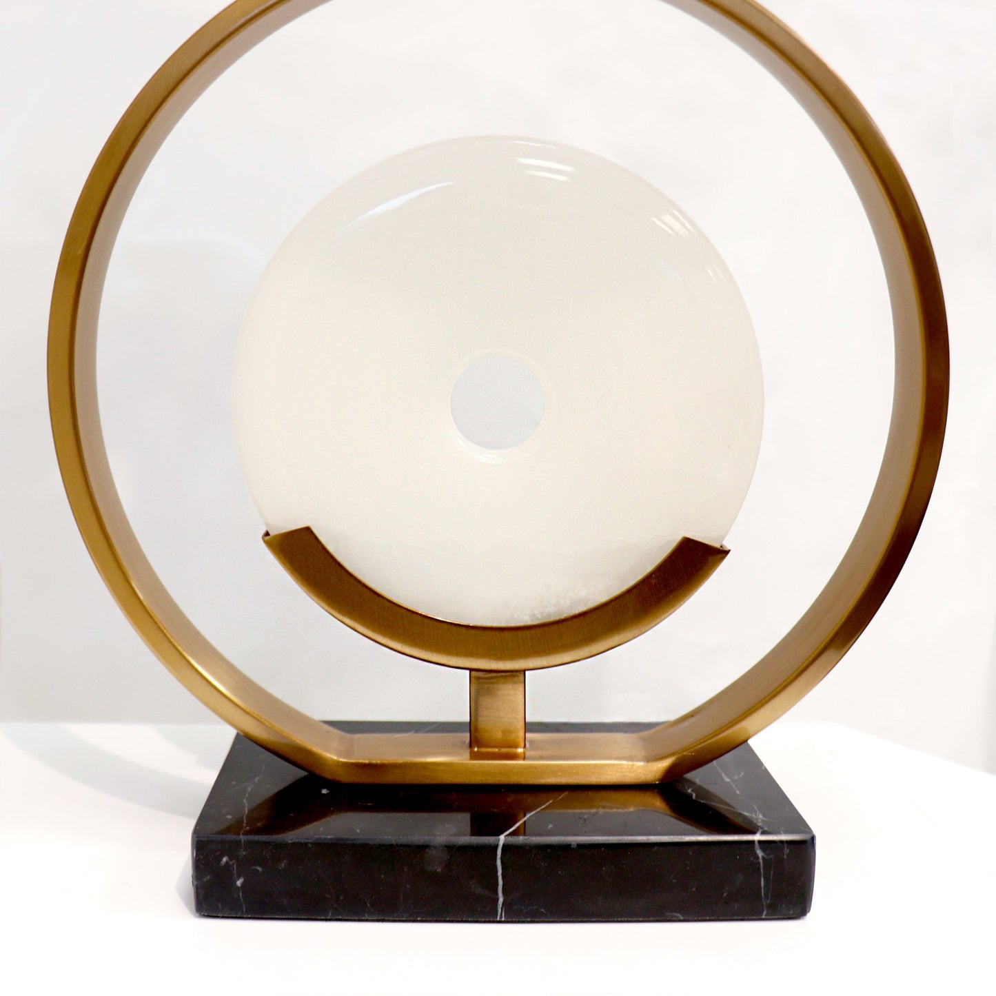 Pasargad Home Sphere 17" White Marble & Metal Modern Table Lamp