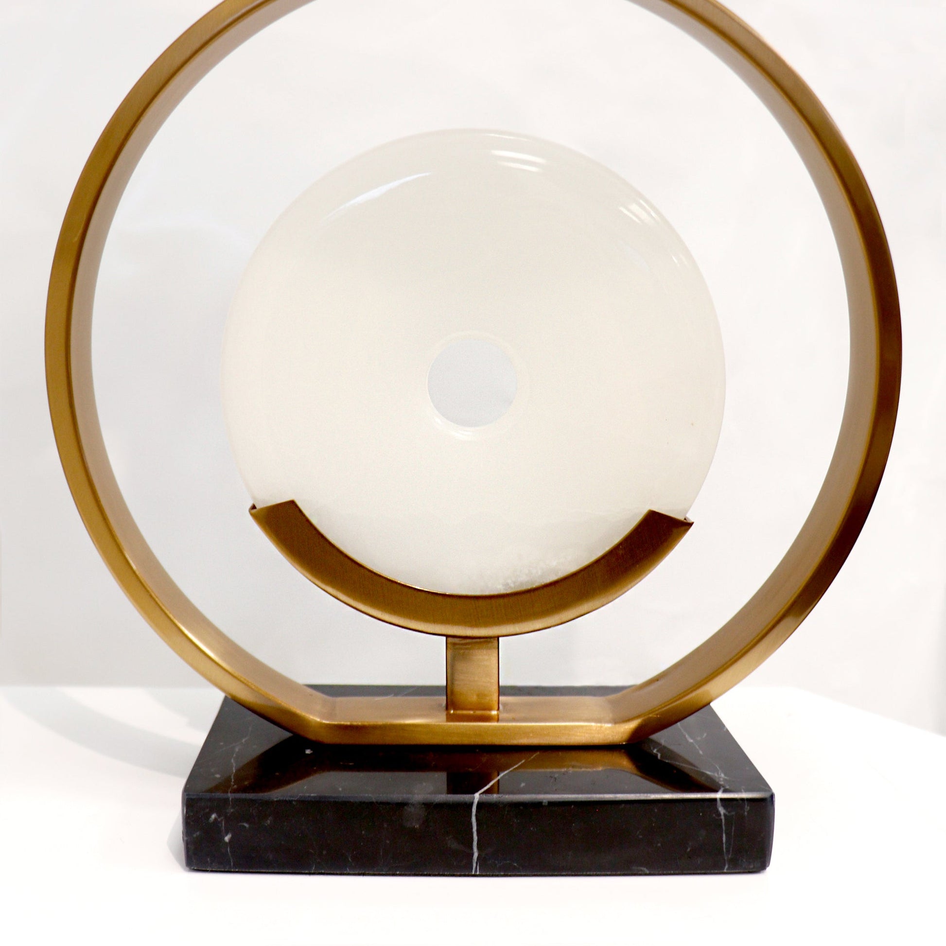 Pasargad Home Sphere 17" White Marble & Metal Modern Table Lamp