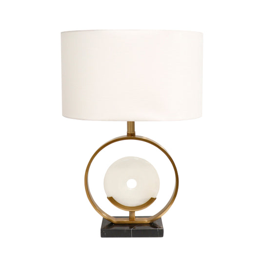 Pasargad Home Sphere 17" White Marble & Metal Modern Table Lamp