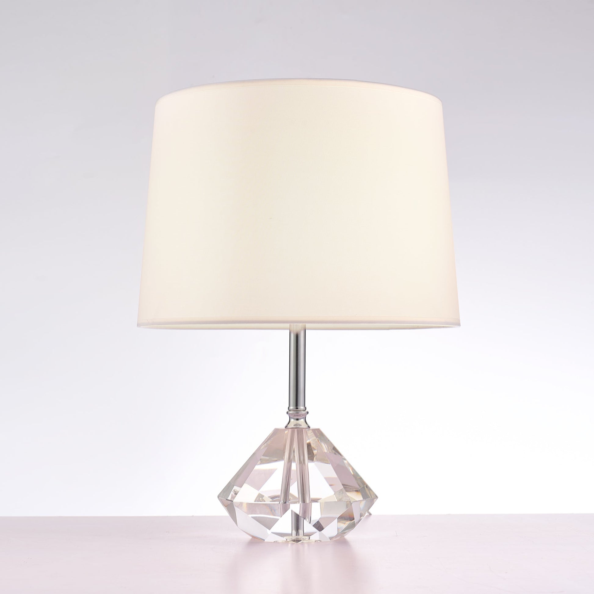 Pasargad Home Tortona 14" White Metal & Crystal Table Lamp