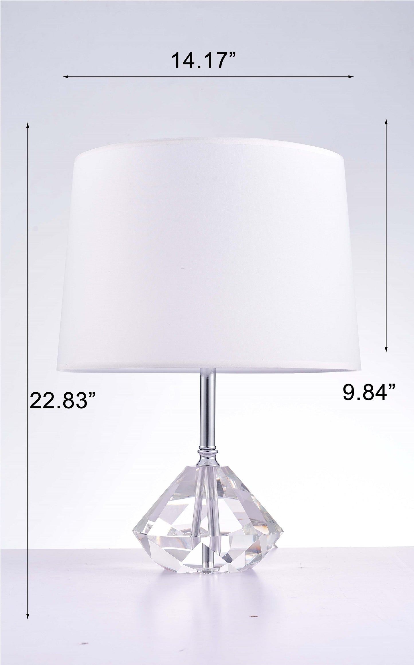 Pasargad Home Tortona 14" White Metal & Crystal Table Lamp