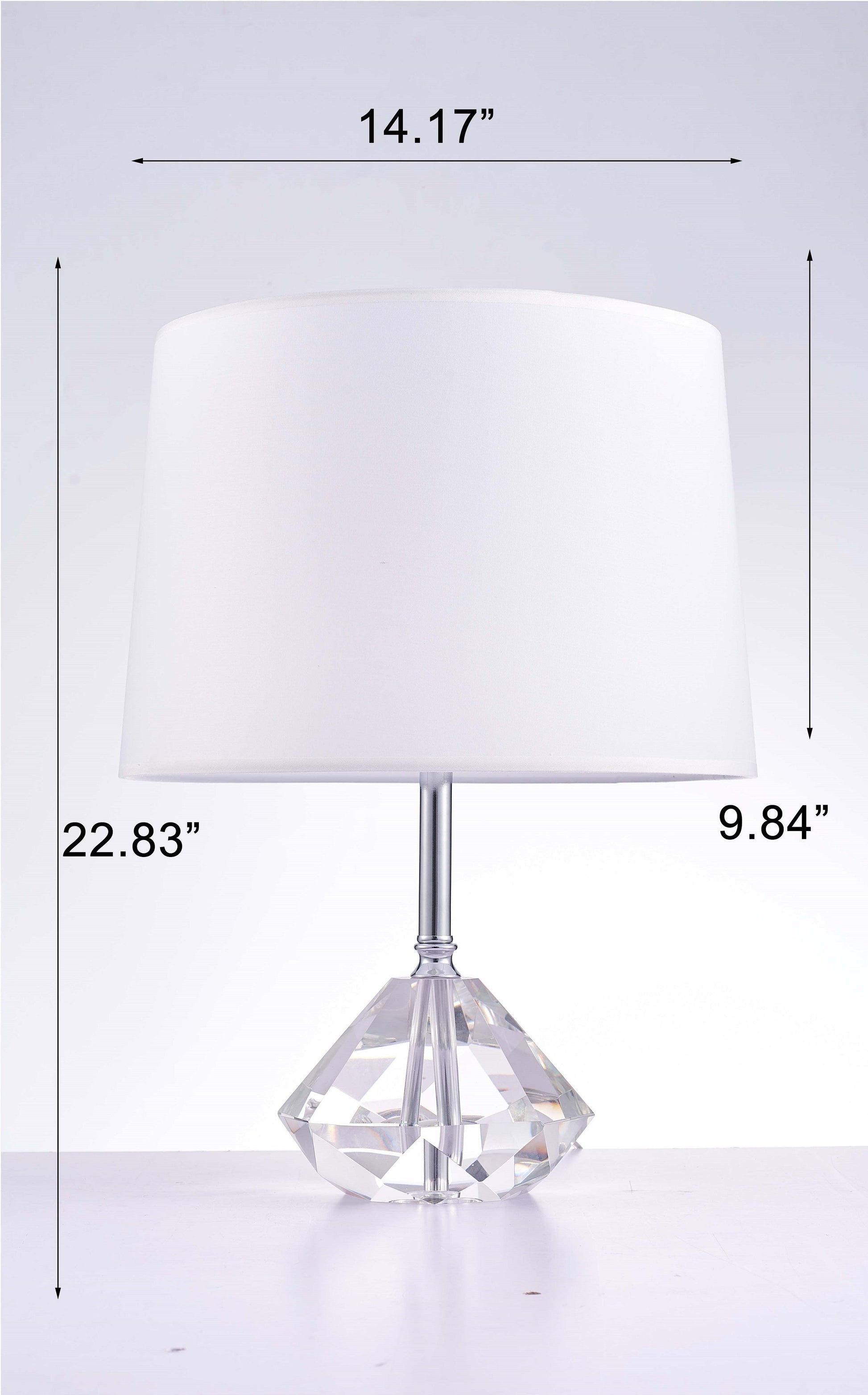 Pasargad Home Tortona 14" White Metal & Crystal Table Lamp
