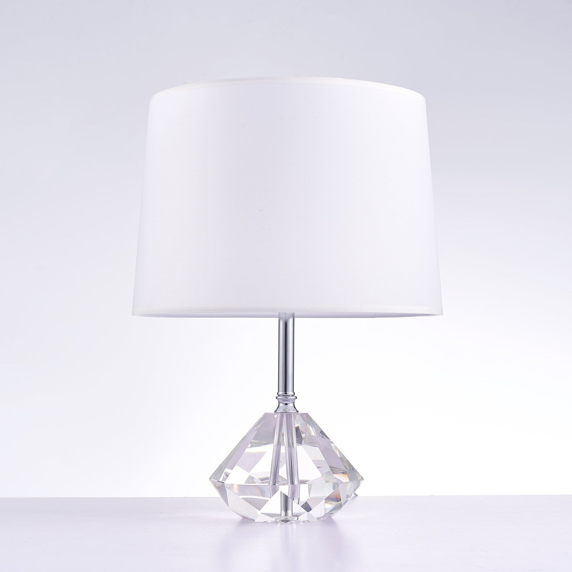 Pasargad Home Tortona 14" White Metal & Crystal Table Lamp
