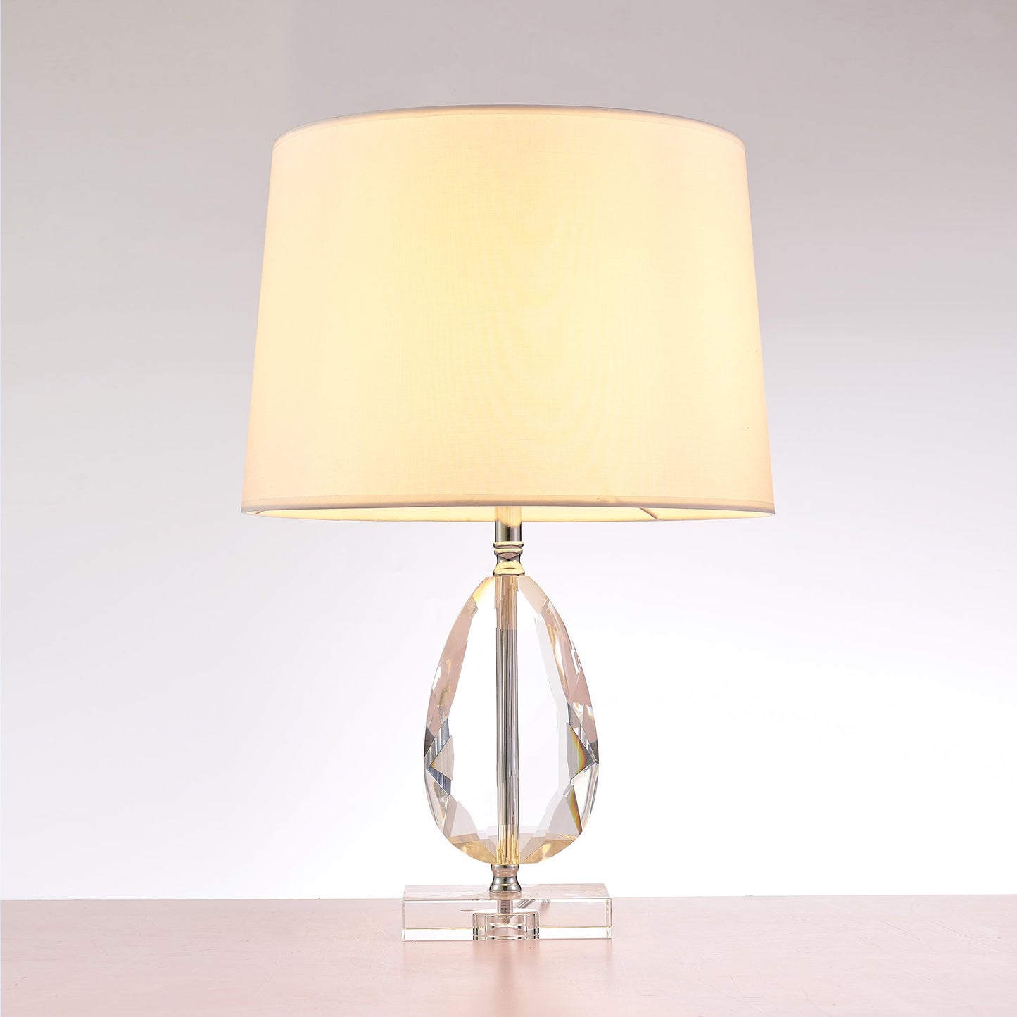 Pasargad Home Trento 16" White Metal & Crystal Table Lamp