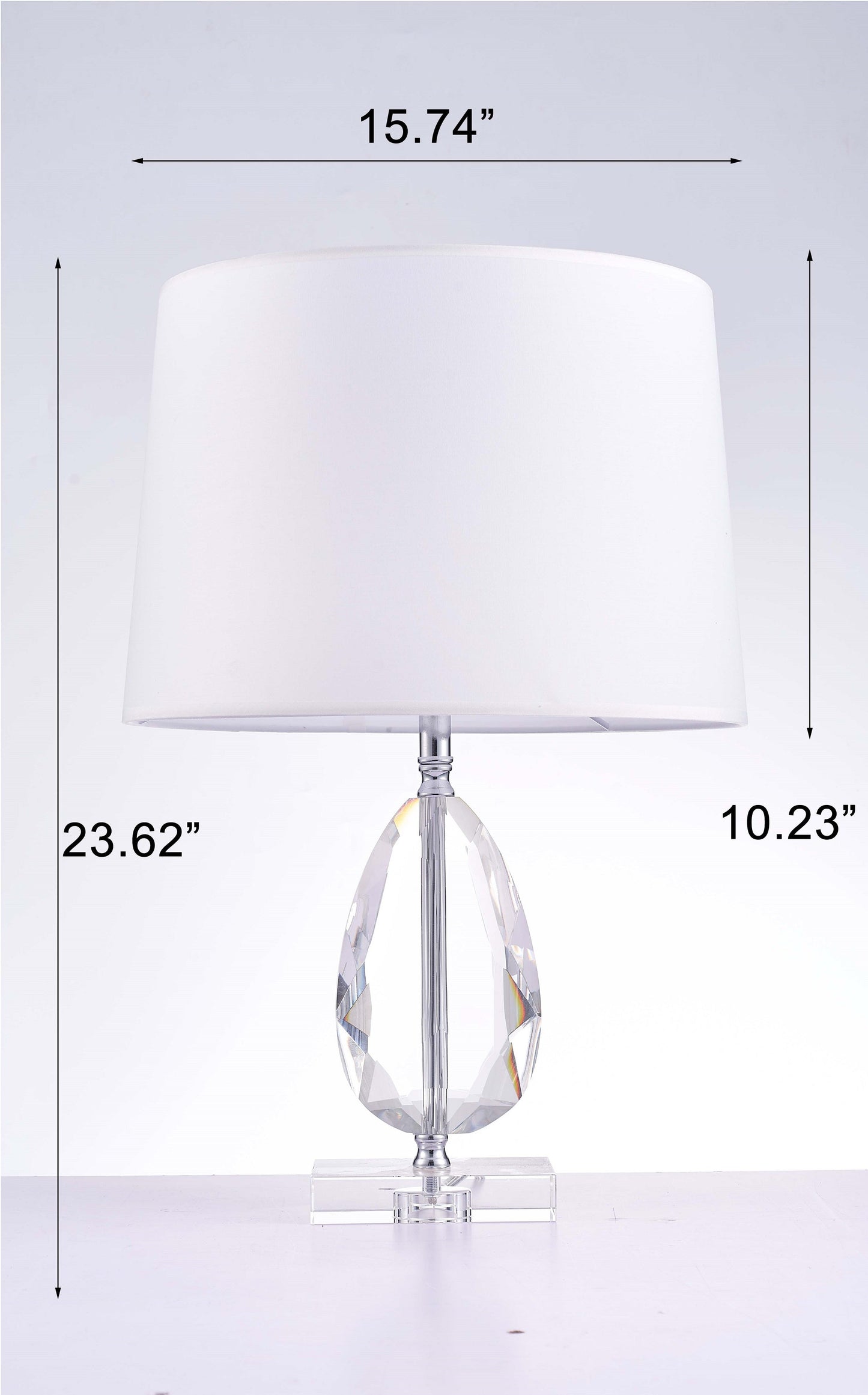 Pasargad Home Trento 16" White Metal & Crystal Table Lamp