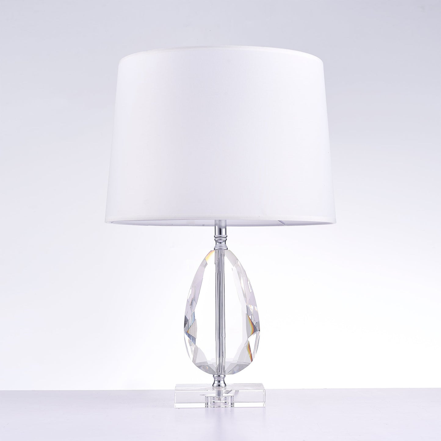 Pasargad Home Trento 16" White Metal & Crystal Table Lamp