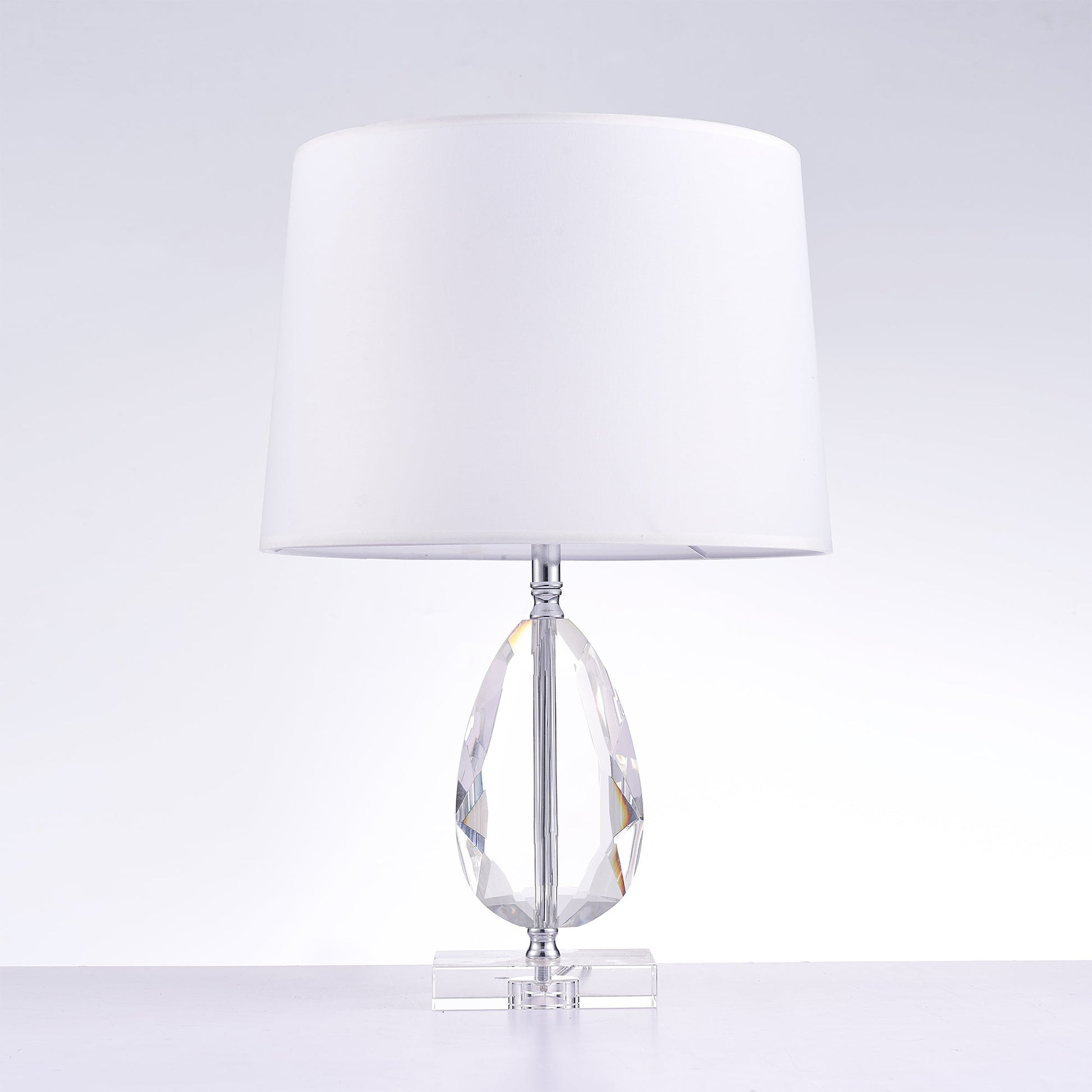 Pasargad Home Trento 16" White Metal & Crystal Table Lamp