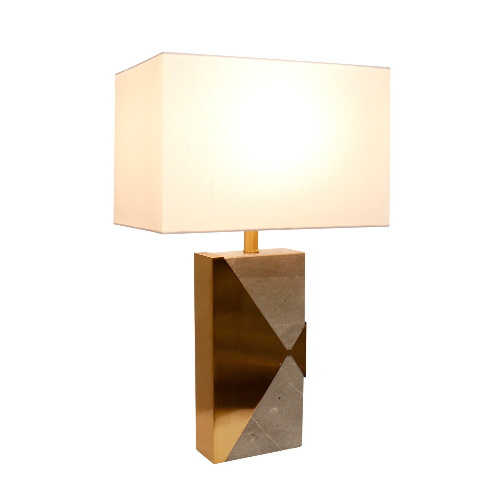 Pasargad Home Triumph 16" Grey Marble & Gold Metal Modern Table Lamp