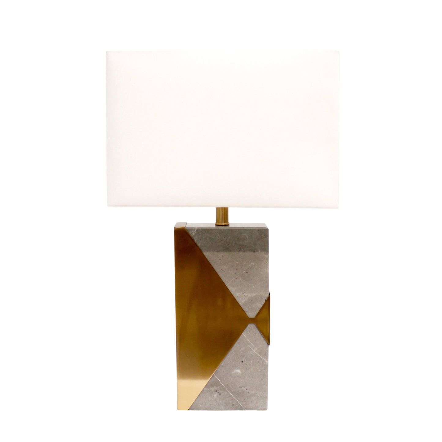 Pasargad Home Triumph 16" Grey Marble & Gold Metal Modern Table Lamp