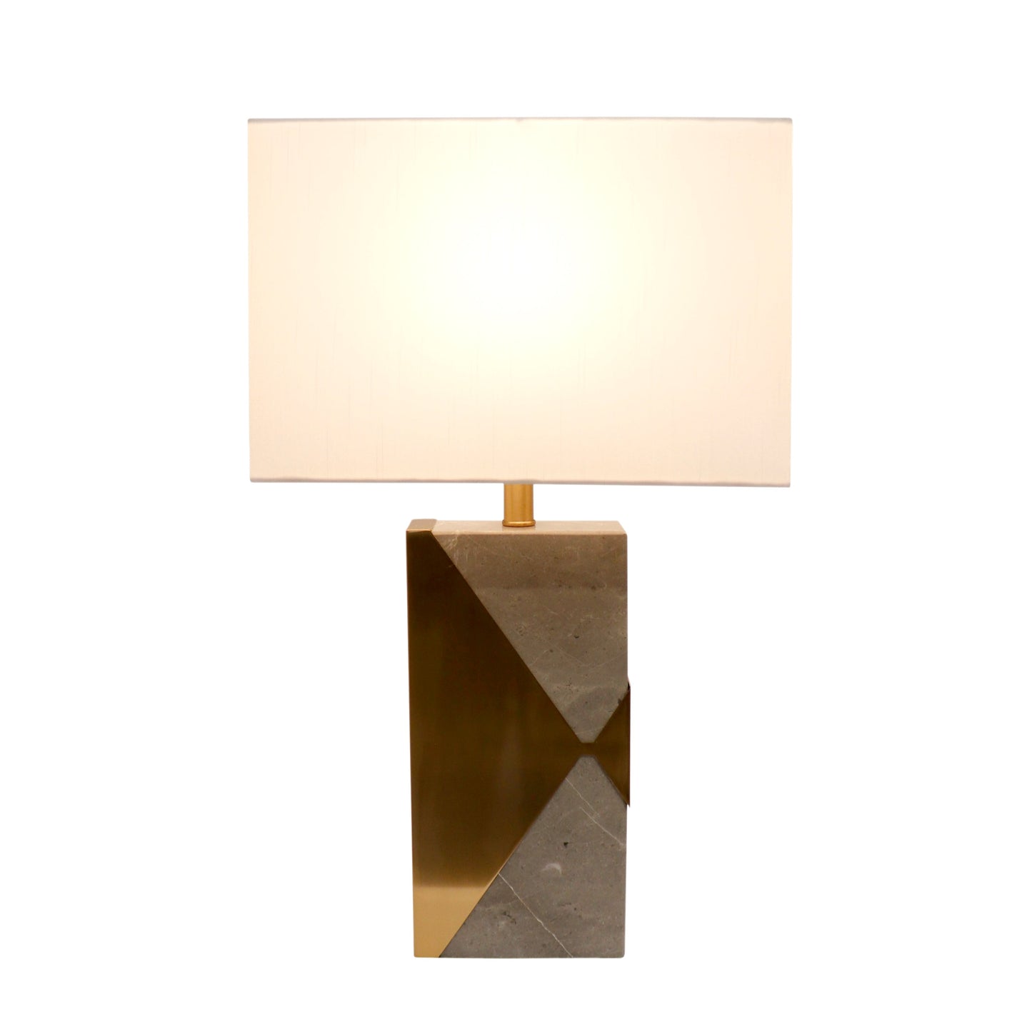 Pasargad Home Triumph 16" Grey Marble & Gold Metal Modern Table Lamp