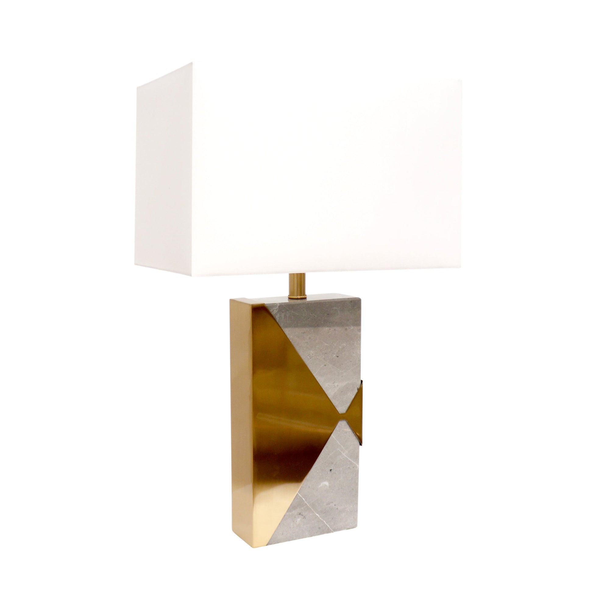 Pasargad Home Triumph 16" Grey Marble & Gold Metal Modern Table Lamp