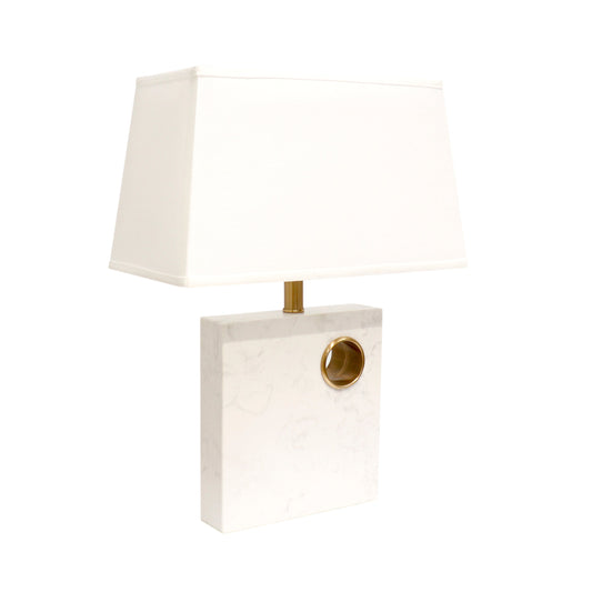 Pasargad Home Verona 17" White & Gold Marble Table Lamp