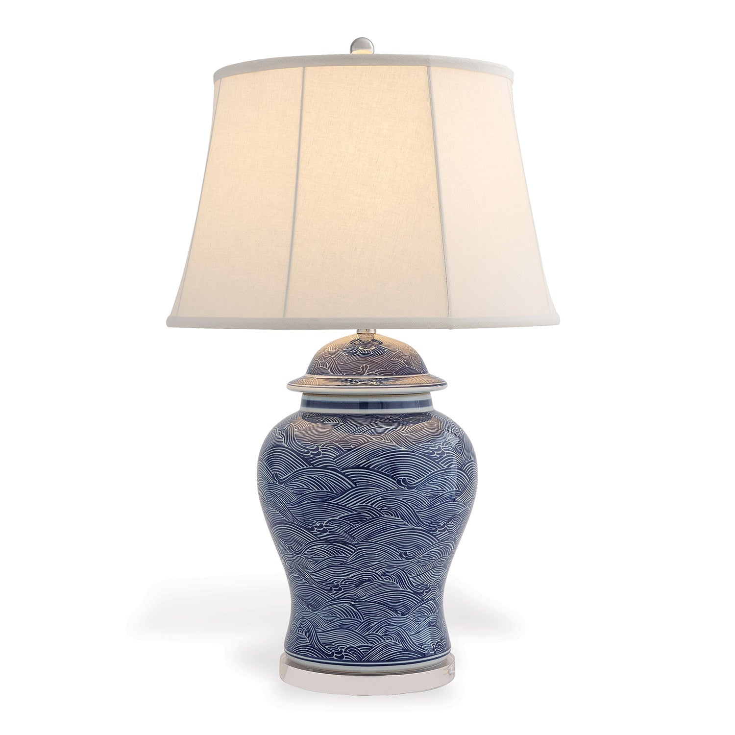 Port 68 Aegean Blue Table Lamp with White Porcelain Temple Jar