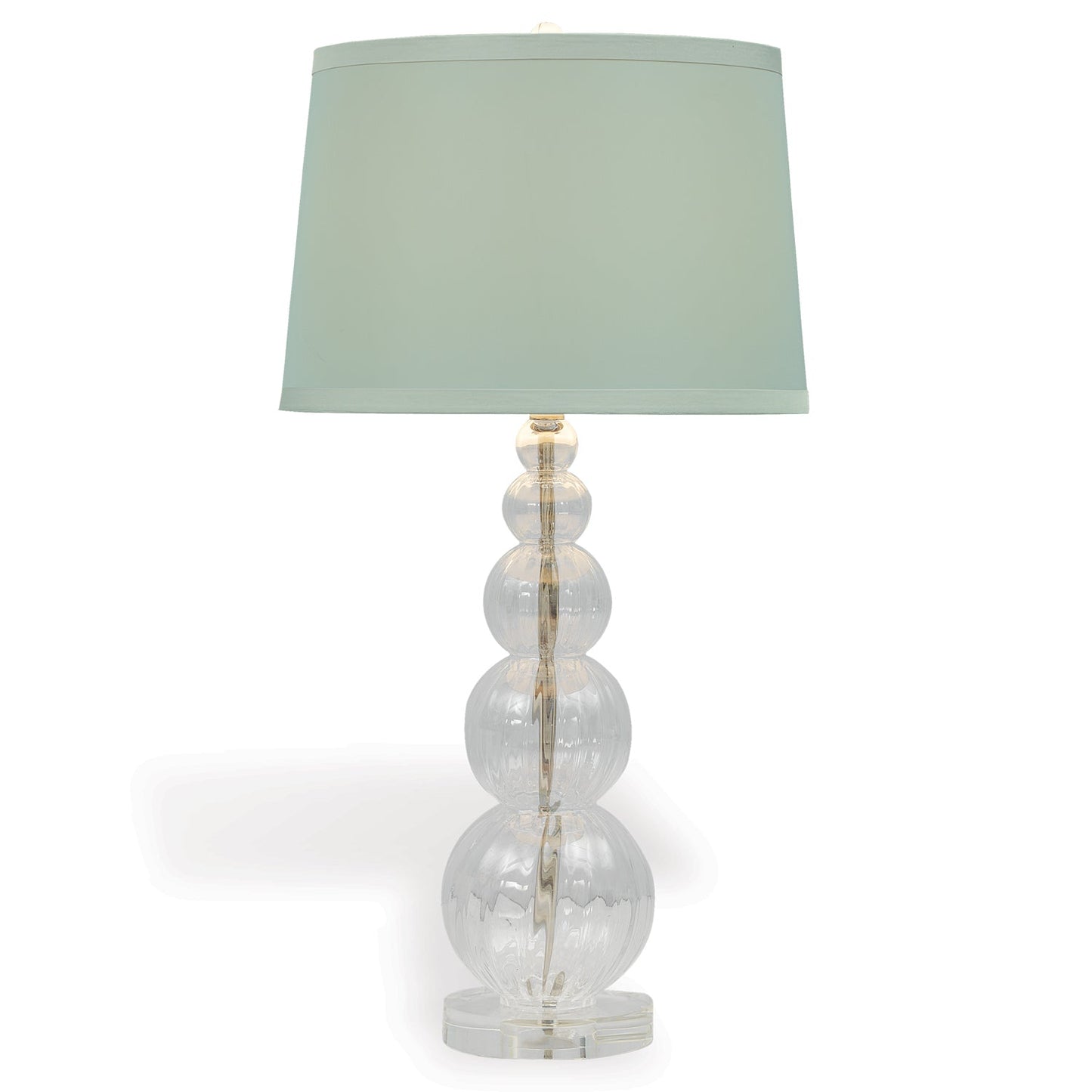 Port 68 Alessandra Glass Table Lamp with Green Hardback Drum Shade